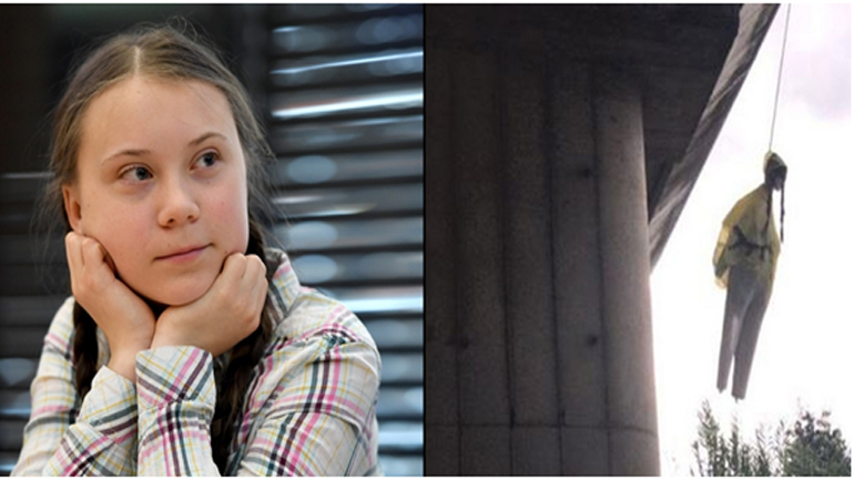 Πολέμιοι της Γκρέτα Τούνμπεργκ κρέμασαν ομοίωμά της σε γέφυρα της Ρώμης