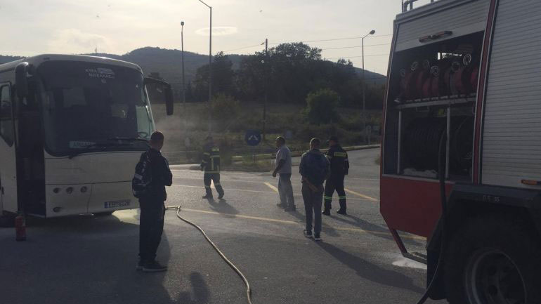 Φωτιά σε λεωφορείο του ΚΤΕΛ στο δρομολόγιο Θεσσαλονίκη – Αριδαία