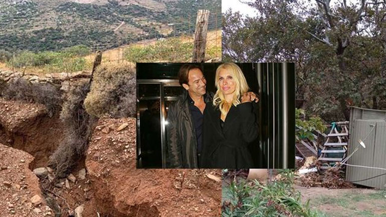 Ελένη Μενεγάκη-Μάκης Παντζόπουλος: Εικόνες καταστροφής από το ξενοδοχειακό συγκρότημά τους στην Άνδρο