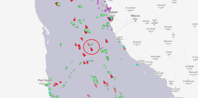 Στον παραπάνω χάρτη φαίνεται το σημείο όπου βρίσκεται το ιρανικό τάνκερ