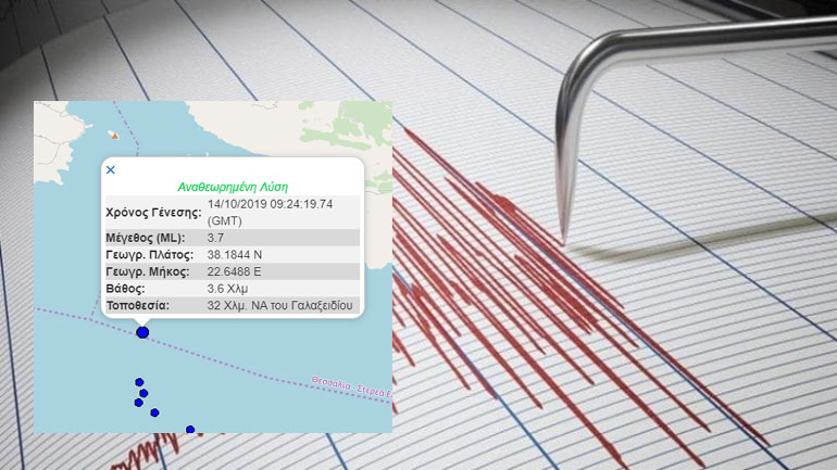 Σεισμός 3,7 Ρίχτερ: Αισθητός σε Γαλαξίδι και Ξυλόκαστρο