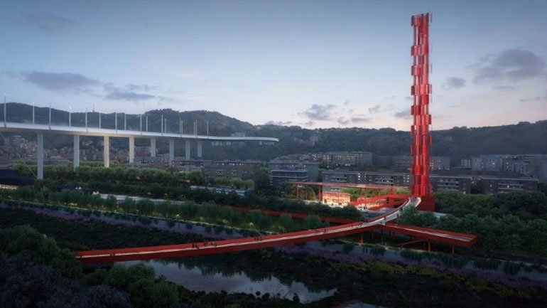 Κάτω από τη γέφυρα του Piano στη Γένοβα, ο υπερυψωμένος πεζόδρομος του Boeri