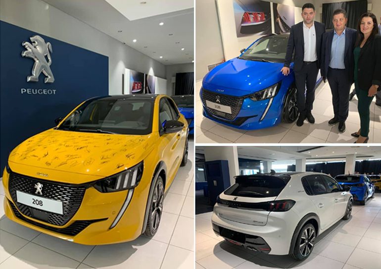 Πρώτη γεύση από το νέο 208 πήραν οι αντιπρόσωποι της Peugeot. Στη φωτό πάνω η οικογένεια Γιαννίρη και κάτω αριστερά το 208 που υπέγραψαν όλοι οι ντίλερ