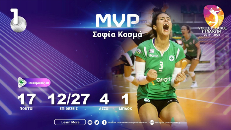 Volley League γυναικών: Η Σοφία Κοσμά MVP της 1ης αγωνιστικής