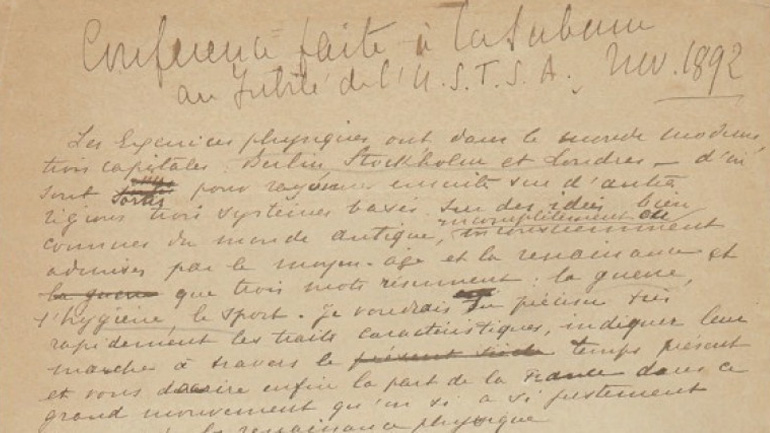 Σε δημοπρασία το χειρόγραφο-μανιφέστο του Ντε Κουμπερτέν για τους Ολυμπιακούς Αγώνες