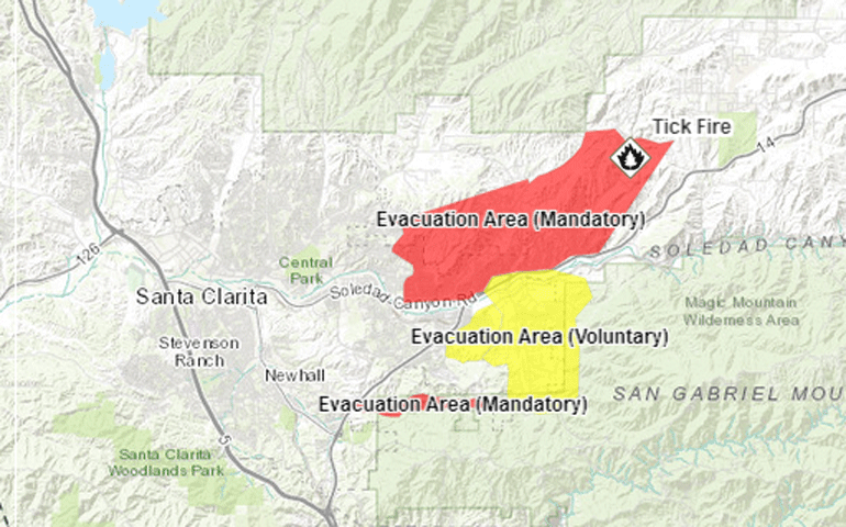 Χάρτης με τις περιοχές που έχουν εκκενωθεί