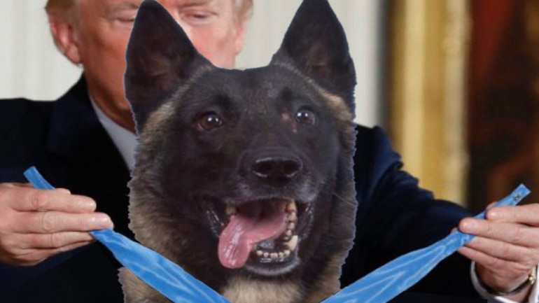 ΗΠΑ: Ο Τραμπ «παρασημοφόρησε» εικονικά τον σκύλο που κυνήγησε τον Μπαγκντάντι
