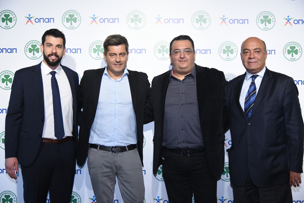 (από αριστερά): Σταύρος Ντίνος – Γενικός Διευθυντής Παναθηναϊκού Α.Ο., Οδυσσέας Χριστοφόρου - Αναπληρωτής Διευθύνων Σύμβουλος ΟΠΑΠ, Παναγιώτης Τριαντόπουλος - Αντιπρόεδρος & Διευθύνων Σύμβουλος DPG Group of Companies, Στέφανος Αυγουλέας - Αντιπρόεδρος Παναθηναϊκού Α.Ο.