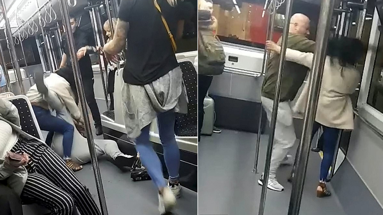 Ζευγάρι παίζει ξύλο μέσα σε λεωφορείο