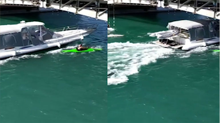 Παλαιά Γέφυρα Χαλκίδας: Σκάφος παραλίγο να «θερίσει» αθλητές του κανόε καγιάκ! (ΒΙΝΤΕΟ)