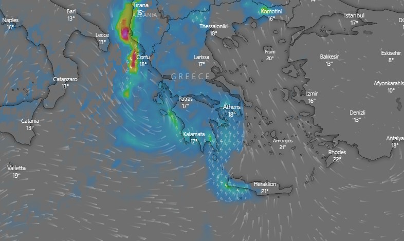 Oι καιρικές συνθήκες την Παρασκευή (βροχοπτώσεις)
