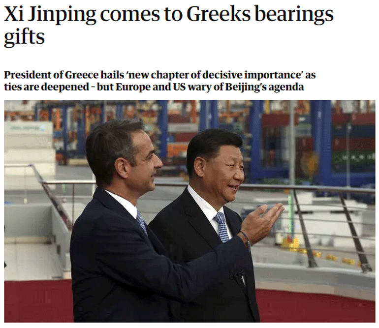 Το άρθρο του Guardian για την επίσκεψη του Κινέζου προέδρου στην Αθήνα