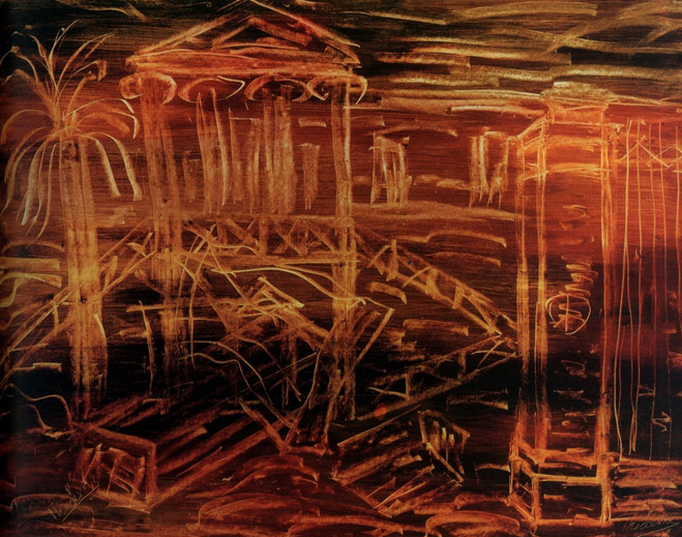 Έπεσε η πόρτα. 70 Χ 50 εκ. Λάδι, 1983