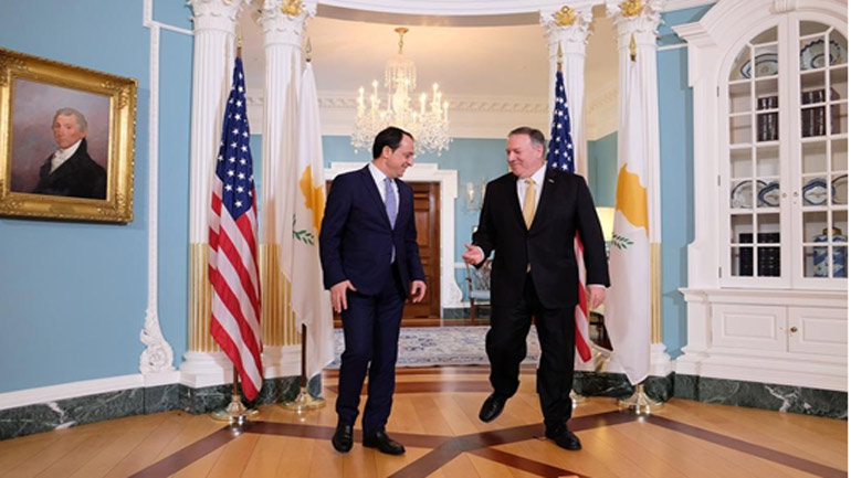 Συνάντηση Χριστοδουλίδη-Πομπέο: Κοινός προβληματισμός για τους εκβιασμούς της Τουρκίας