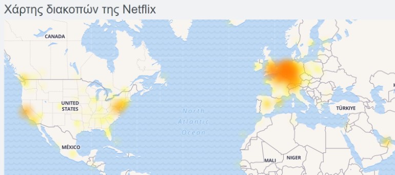 Ο χάρτης του Down Detector