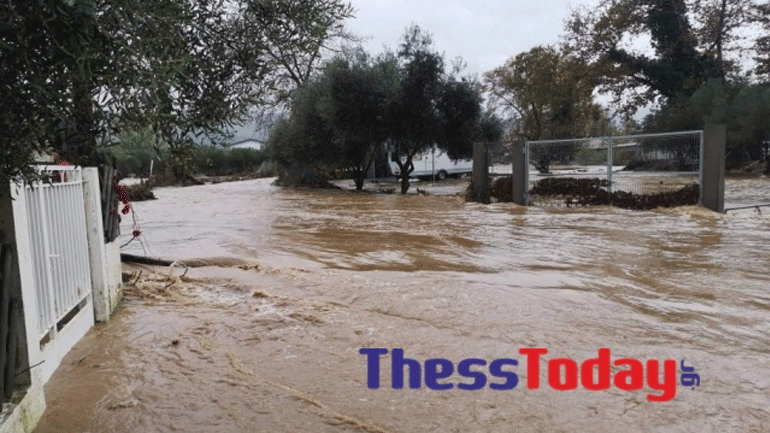 Προβλήματα στη Χαλκιδική από τις έντονες βροχοπτώσεις – Υπερχείλισε ρέμα στην Ολυμπιάδα