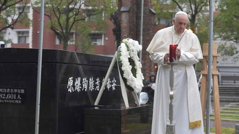 Ιαπωνία: Ο πάπας Φραγκίσκος καταδίκασε την «ψευδοασφάλεια» της πυρηνικής αποτροπής στο μήνυμά του από το Ναγκασάκι
