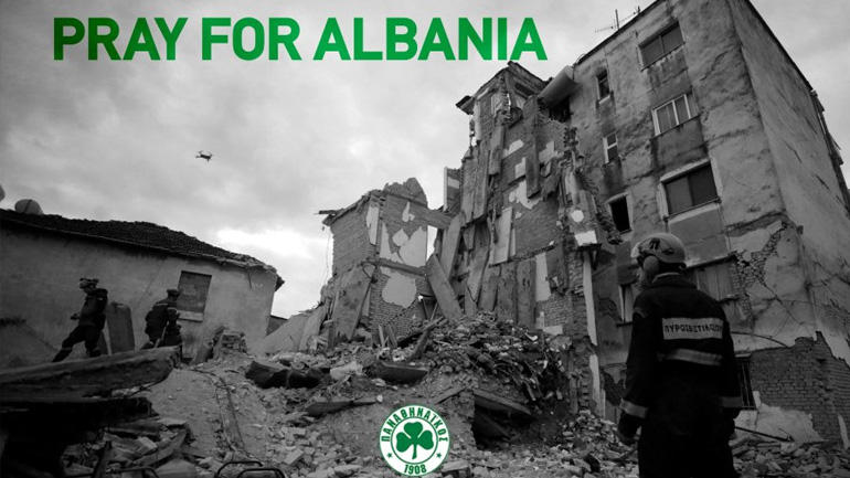 Παναθηναϊκός για την Αλβανία: «Ο πόνος της ψυχής σας είναι και δικός μας»