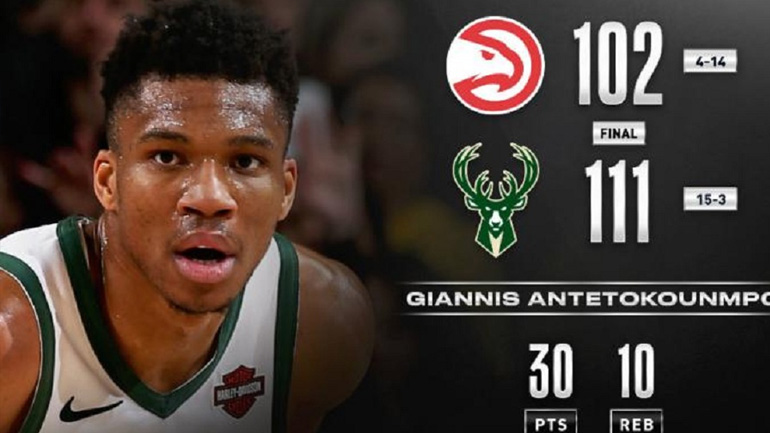 Πέτυχε το 18ο double double ο Αντετοκούνμπο