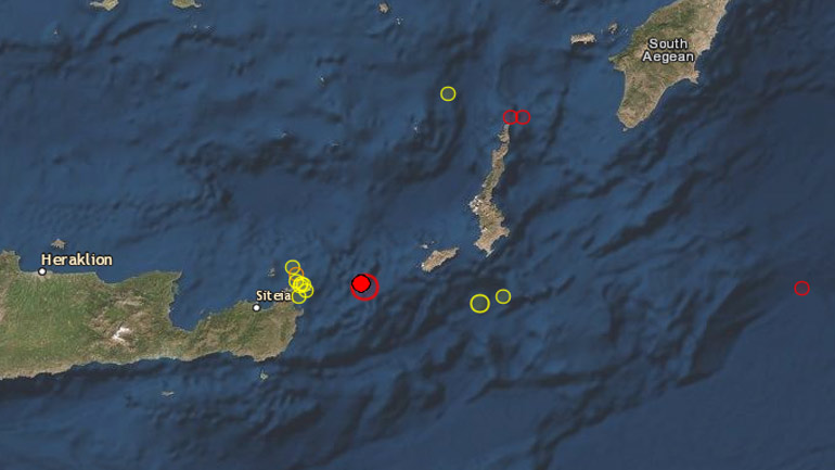 Ισχυρός σεισμός 5,3 Ρίχτερ σε θαλάσσια περιοχή μεταξύ Κρήτης-Καρπάθου
