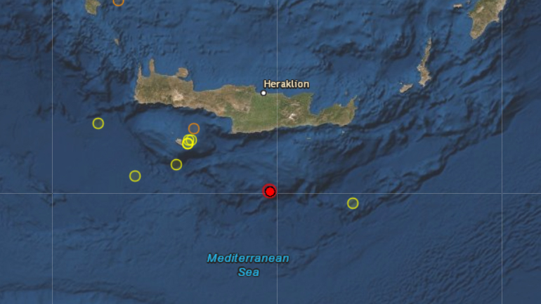 Σεισμός 4,3 Ρίχτερ νότια της Κρήτης