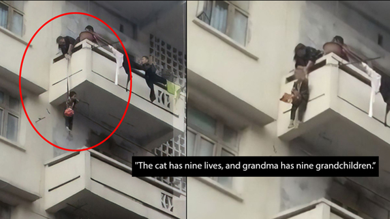 Γιαγιά κρέμασε το εγγόνι της από το μπαλκόνι για να σώσει τη γάτα της