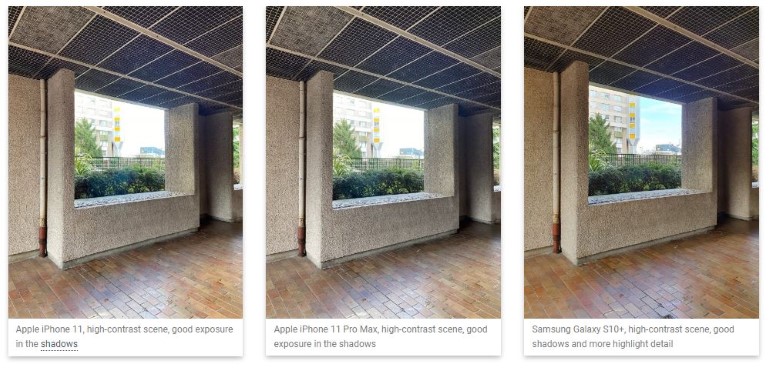 Σύγκριση δειγμάτων από iPhone 11, iPhone 11 Pro Max και Samsung Galaxy S10 Plus