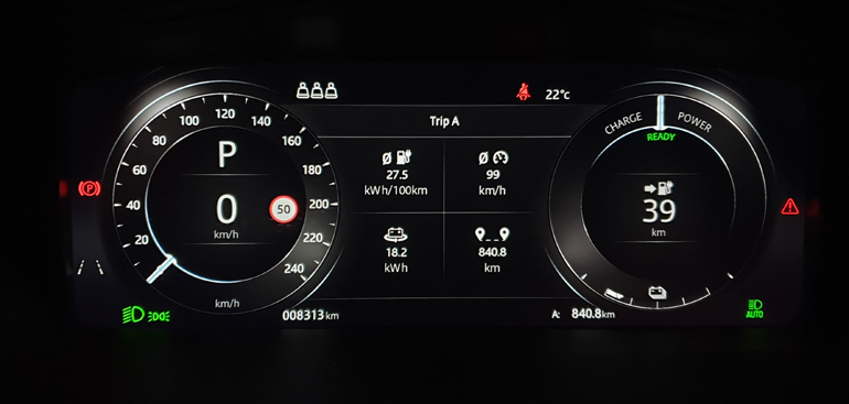 Πίνακας οργάνων απο ηλεκτρικό αυτοκίνητο (Jaguar i-Pace)