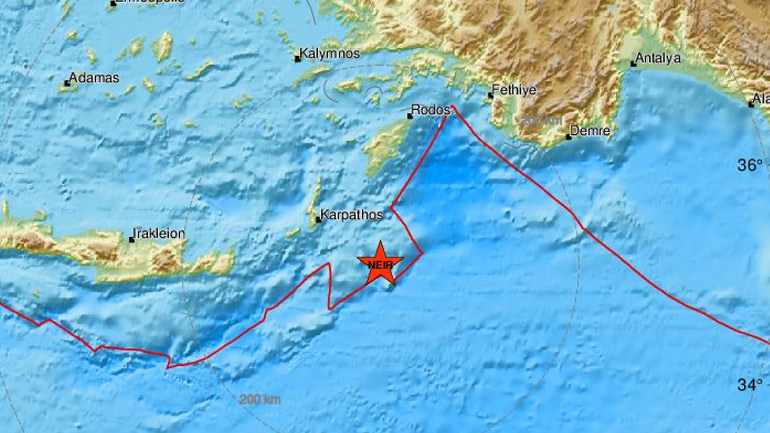 Νέος σεισμός 4R νοτιοανατολικά της Καρπάθου