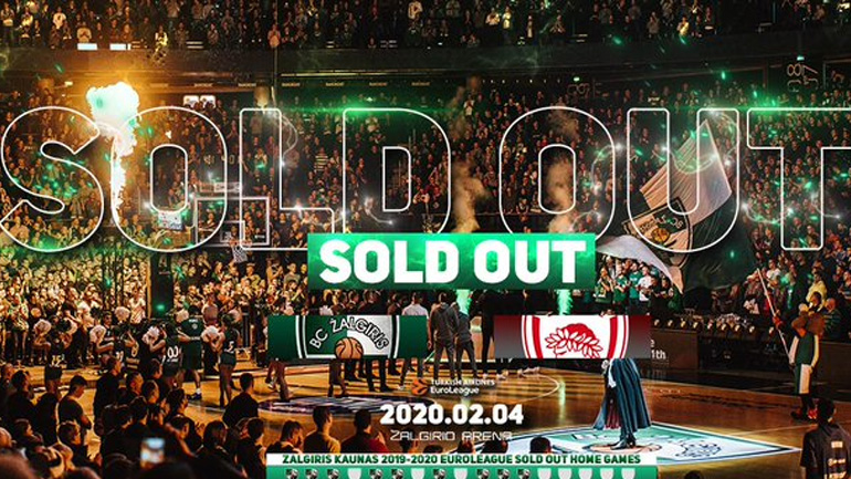 Ανακοίνωσε sold out με τον Ολυμπιακό η Ζάλγκιρις