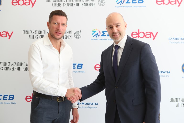 Ο Ilya Kretov, General Manager Russia & Emerging Europe της eBay και ο Υφυπουργός Ψηφιακής Διακυβέρνησης κ. Γρηγόρης Ζαριφόπουλος