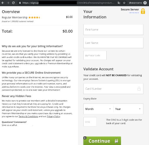 Ένα παράδειγμα ιστοτόπου phishing που συγκεντρώνει στοιχεία πιστωτικής κάρτας