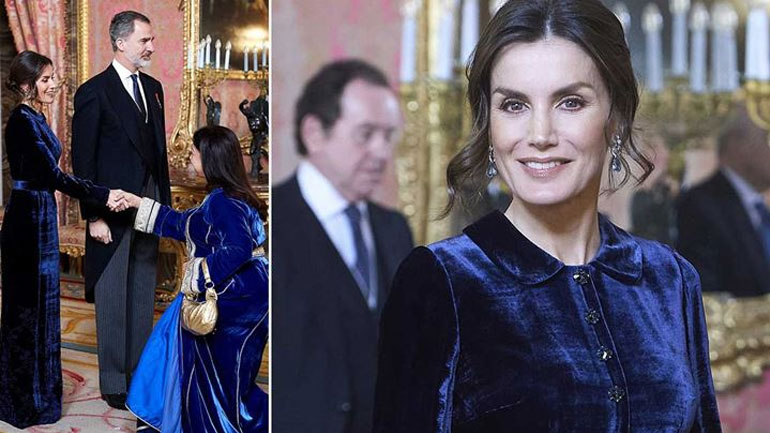 Η εντυπωσιακή εμφάνιση της βασίλισσας Letizia της Ισπανίας με βελούδινο φόρεμα!