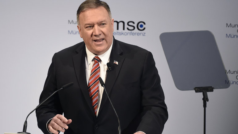 Διάσκεψη του Μονάχου: Ο Πομπέο απαντά με ειρωνικά σχόλια στις επικρίσεις για την πολιτική Τραμπ