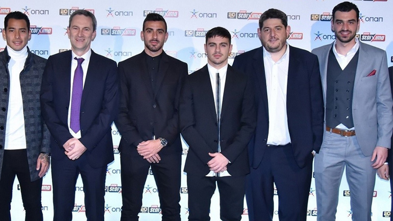 Σέρχιο Αραούχο ΠΑΕ ΑΕΚ, Ντάμιαν Κόουπ Διευθύνων Σύμβουλος ΟΠΑΠ, Στράτος Σβάρνας ΠΑΕ ΑΕΚ, Κώστας Γαλανόπουλος ΠΑΕ ΑΕΚ, Θάνος Ρήγας Διευθυντής Αθλητ