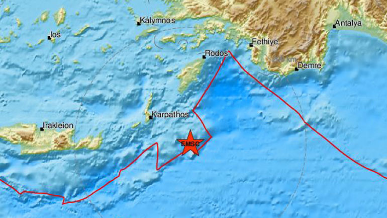 Σεισμός 4,4 Ρίχτερ κοντά στην Κάρπαθο
