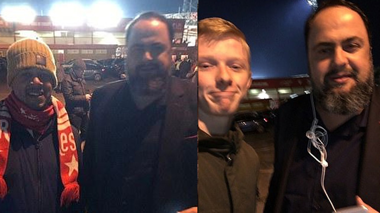 Φωτογραφίες του Μαρινάκη με φιλάθλους της Νότιγχαμ Φόρεστ