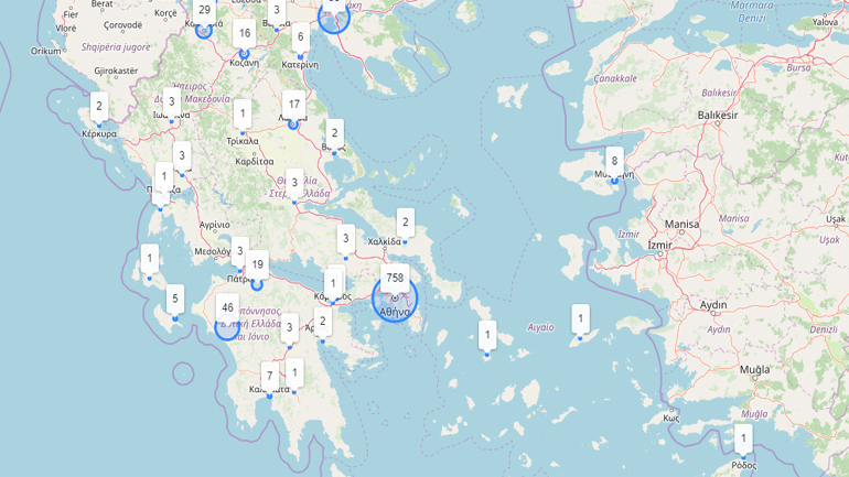 Διαδραστικός αναλυτικός χάρτης με τα κρούσματα του κορωνοϊού στη χώρα μας