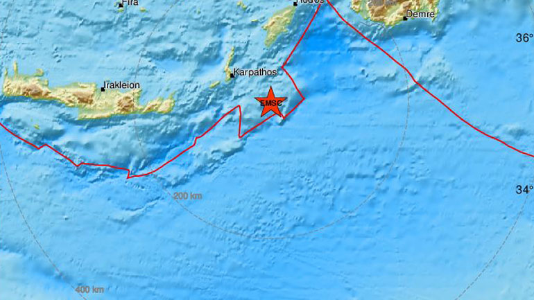 Σεισμός 3,8 Ρίχτερ κοντά στην Κάρπαθο