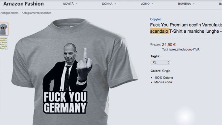 Ενόχληση Βαρουφάκη για την Αmazon: Πουλάει μπλουζάκι που τον δείχνει να λέει «Fuck you Germany»