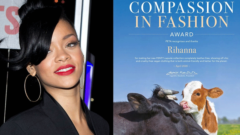 Η Rihanna βραβεύτηκε από την PETA για τη faux-leather συλλογή της Fenty