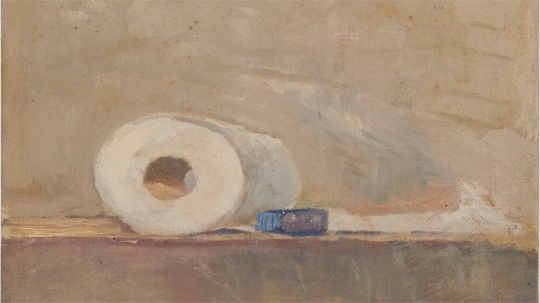 Πίνακας που απεικονίζει ρολό χαρτί υγείας αναμένεται να γίνει ανάρπαστος