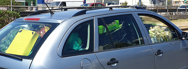 Όταν έχεις να μεταφέρεις τόσα... ζαρζαβατικά!