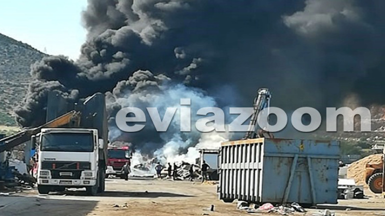 Εύβοια: Μεγάλη φωτιά σε επιχείρηση ανακύκλωσης