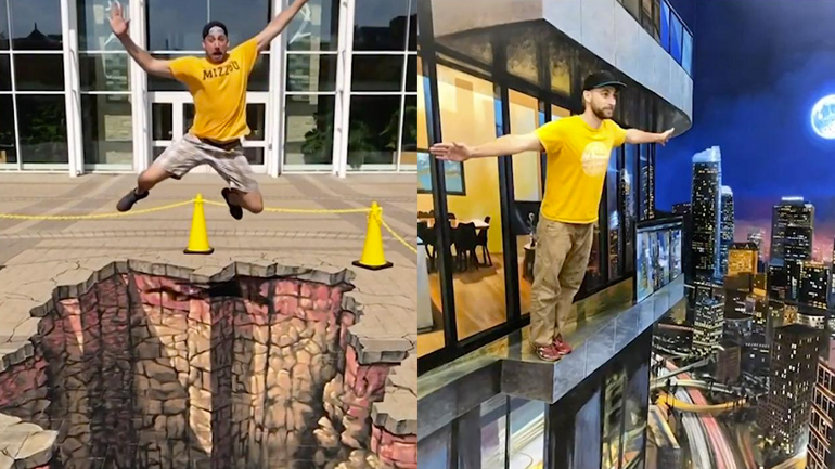 Έργα τέχνης του δρόμου με οπτικές ψευδαισθήσεις