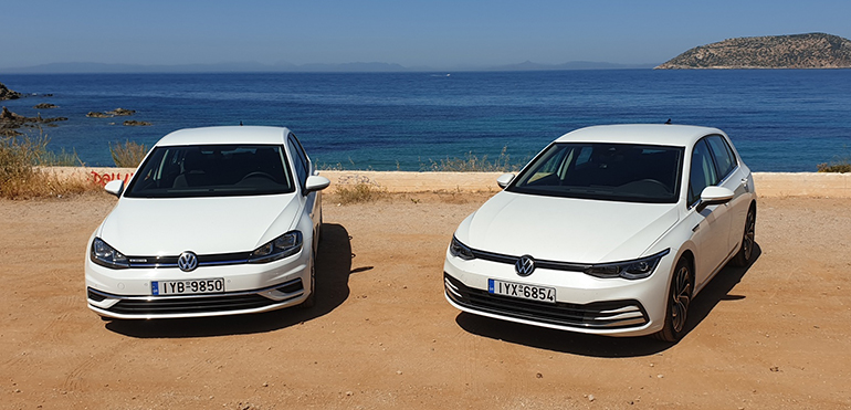 Τόσο ίδια αλλά τόσο... διαφορετικά (στη φωτό το VW Golf 7ης και 8ης γενιάς)