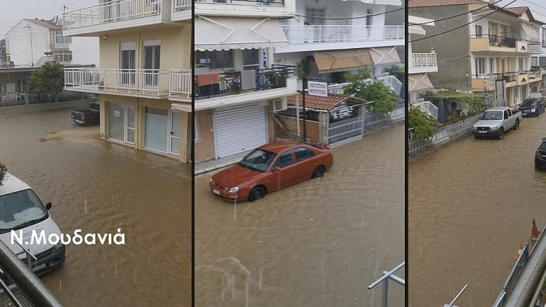 Χαλκιδική: Ποτάμια οι δρόμοι από την κακοκαιρία