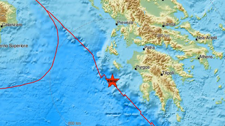Σεισμός 4,2 Ρίχτερ νότια της Ζακύνθου
