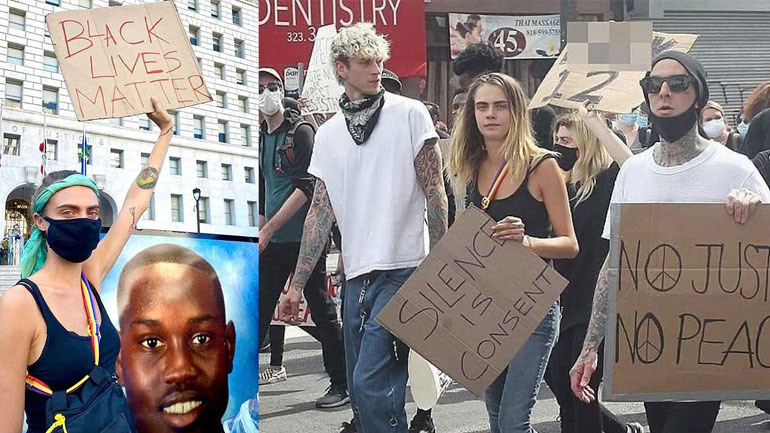 Cara Delevingne: Οι παπαράτσι τη «συνέλαβαν» να διαδηλώνει για τη δολοφονία του George Floyd