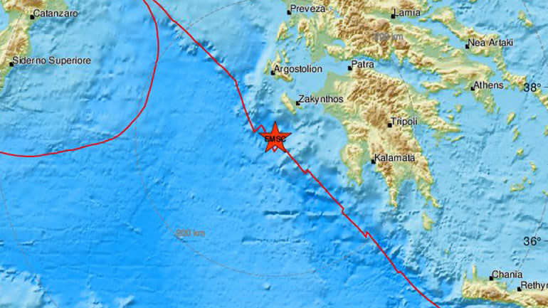 Σεισμός 3,7 Ρίχτερ κοντά στη Ζάκυνθο